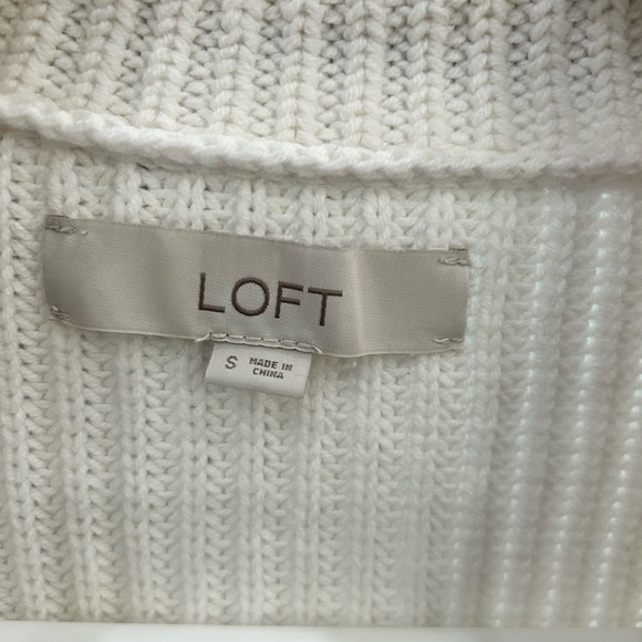LOFT Ivory and Navy Trim Cardigan - Picture 3 of 4